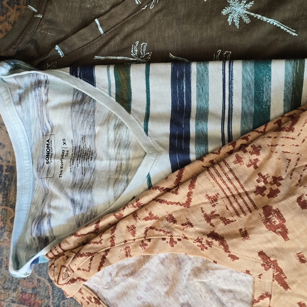 Sonoma t shirt lot, stripes, palm trees and Aztec sz S/XS - Picture 3 of 5